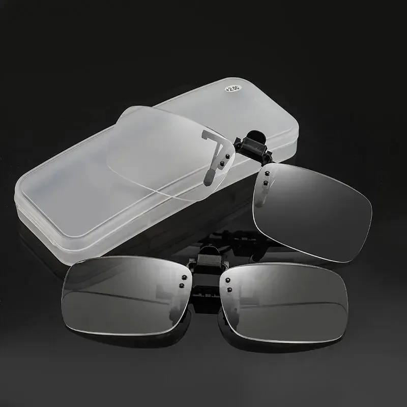 Image of Flip Up Down Clip Lesebrille Ultraleicht mit Clip Anti-Blau-Lupe Randlose optische Linsen Presbyopie-Brille
