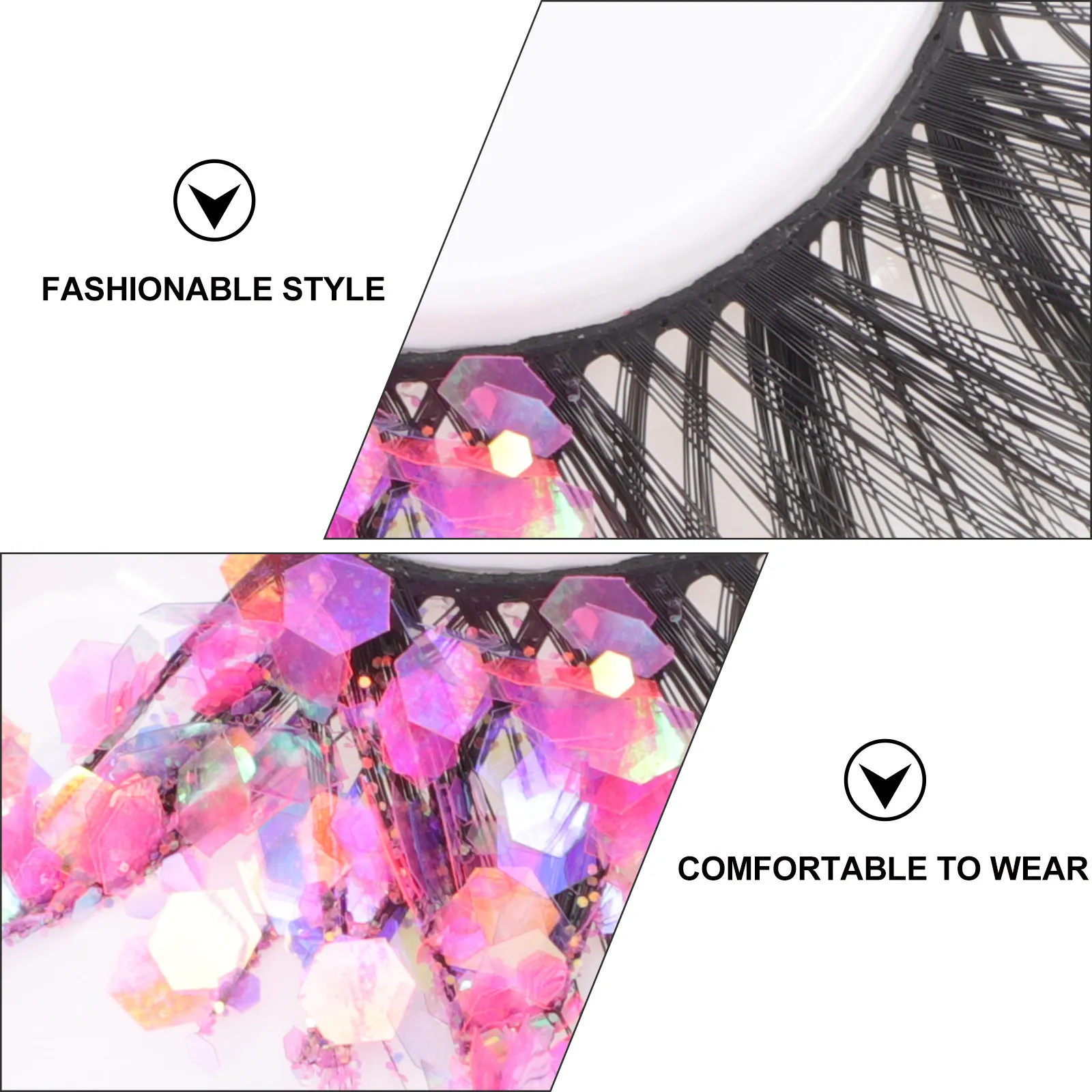 

1 Pair Glow in Dark Fluorescence Eyelashes Glitter Sequin Fake Eyelashes Eye Makeup Extensions Eyelash Extensions