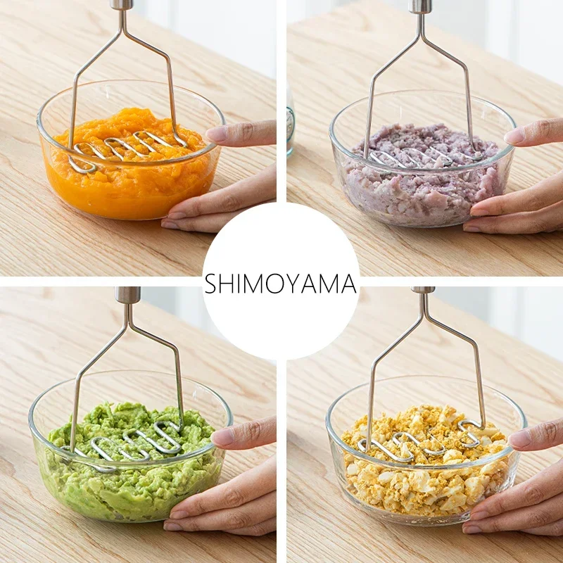 SHIMOYAMA Stainless Steel Masher Kitchen Tool Potato Food Avocado Mashed Metal Masher