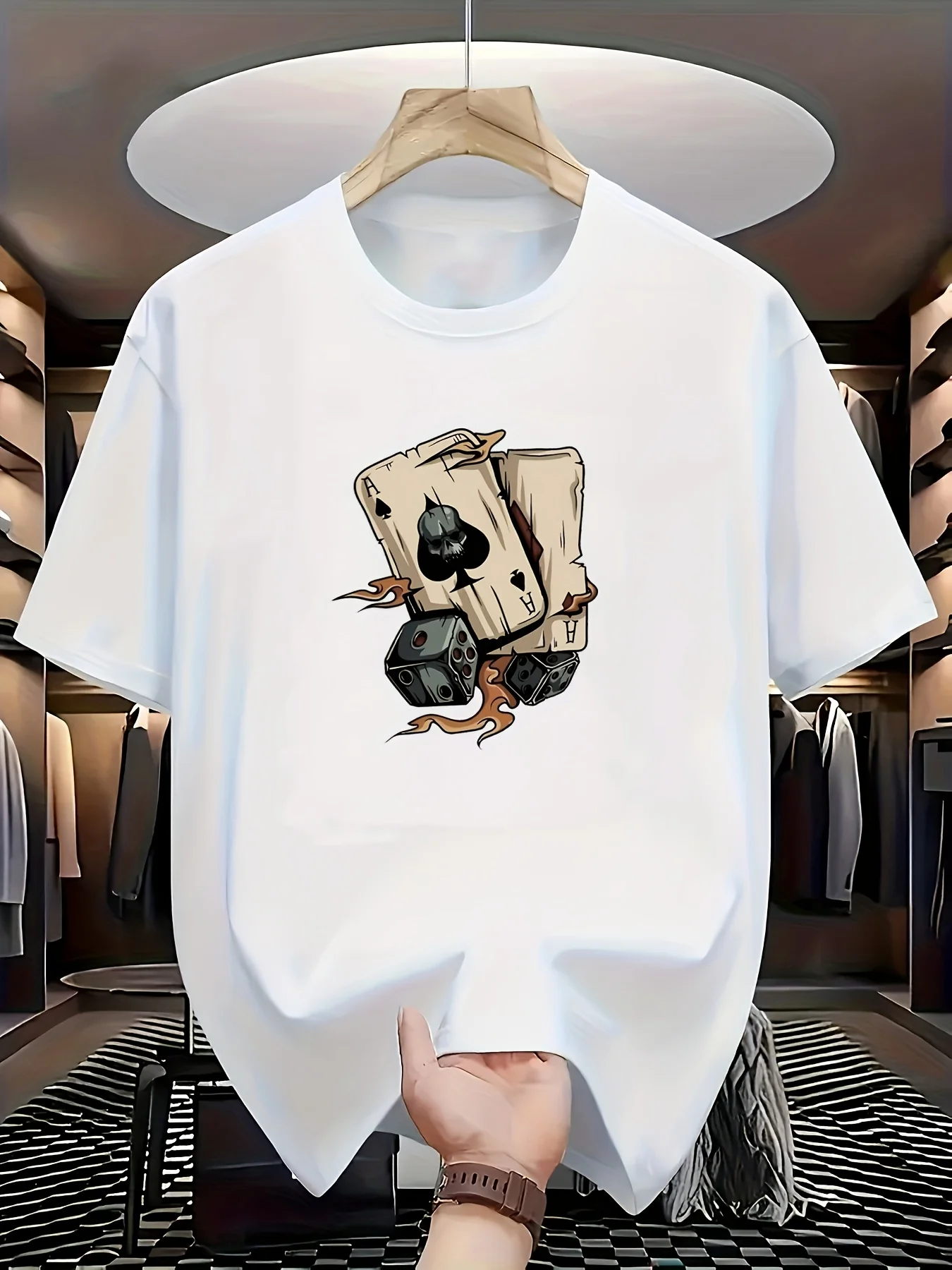 تي شيرت رجالي مطبوع على الموضة مناسب للربيع والصيف كاجوال بنص طباعة بسيط