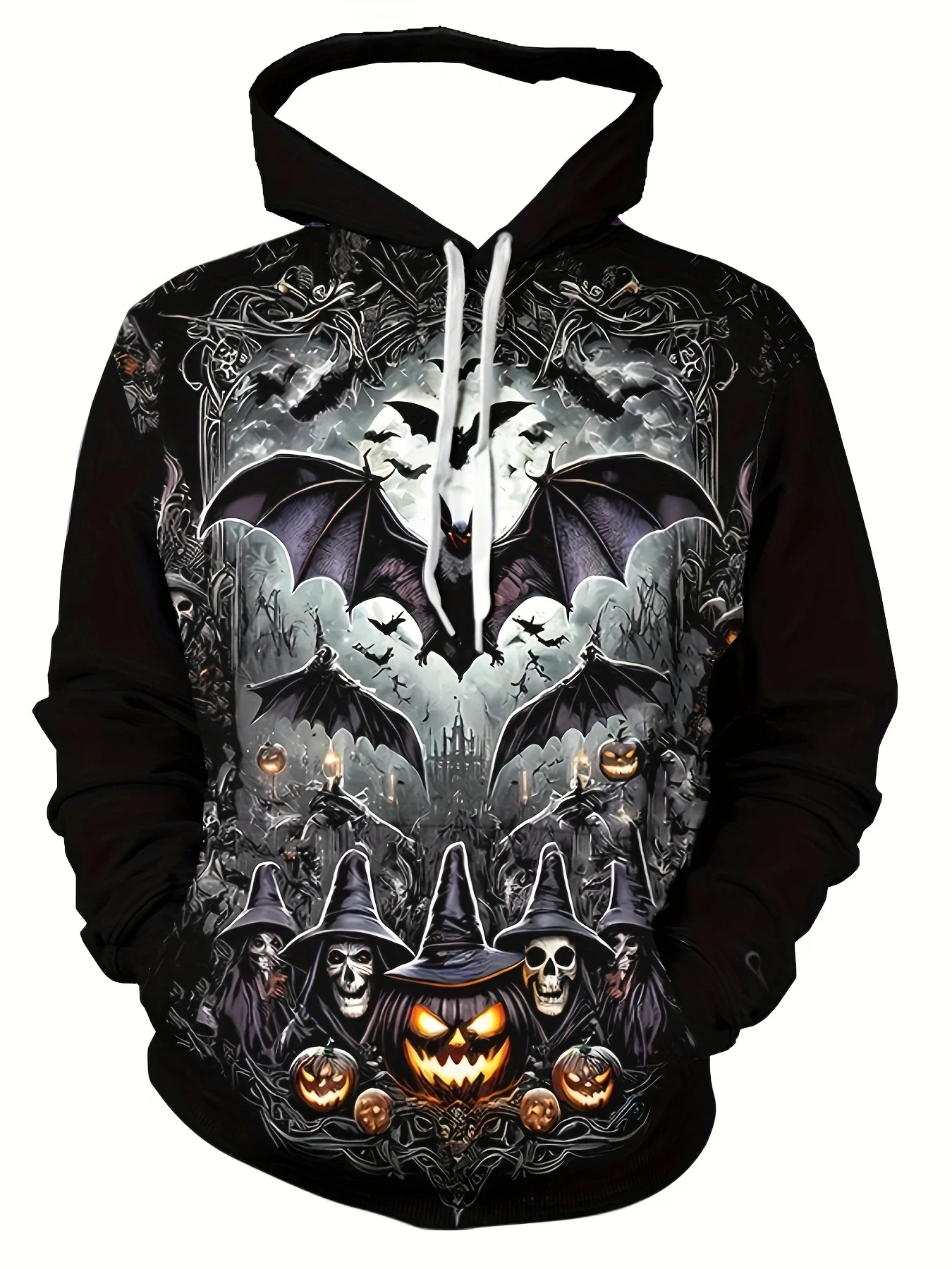 

2024 Men's Hooded Hoodies 3D Prints Halloween Theme Sweatshirt Drawstring Sportwear Long Sleeved Tops Casual Men's Clothing