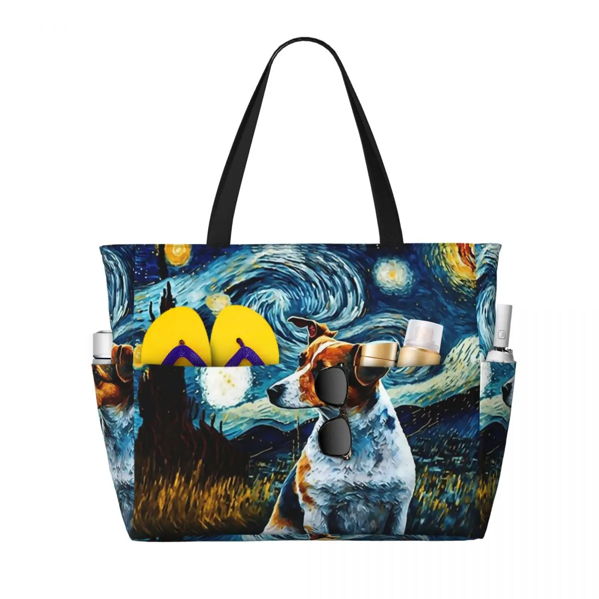 Dog Jack Russell Terrier Pop Art Beach Tote Bag Sport Gym Yoga Duffle Large Tote Bag Women Travel Bag Fitness bag