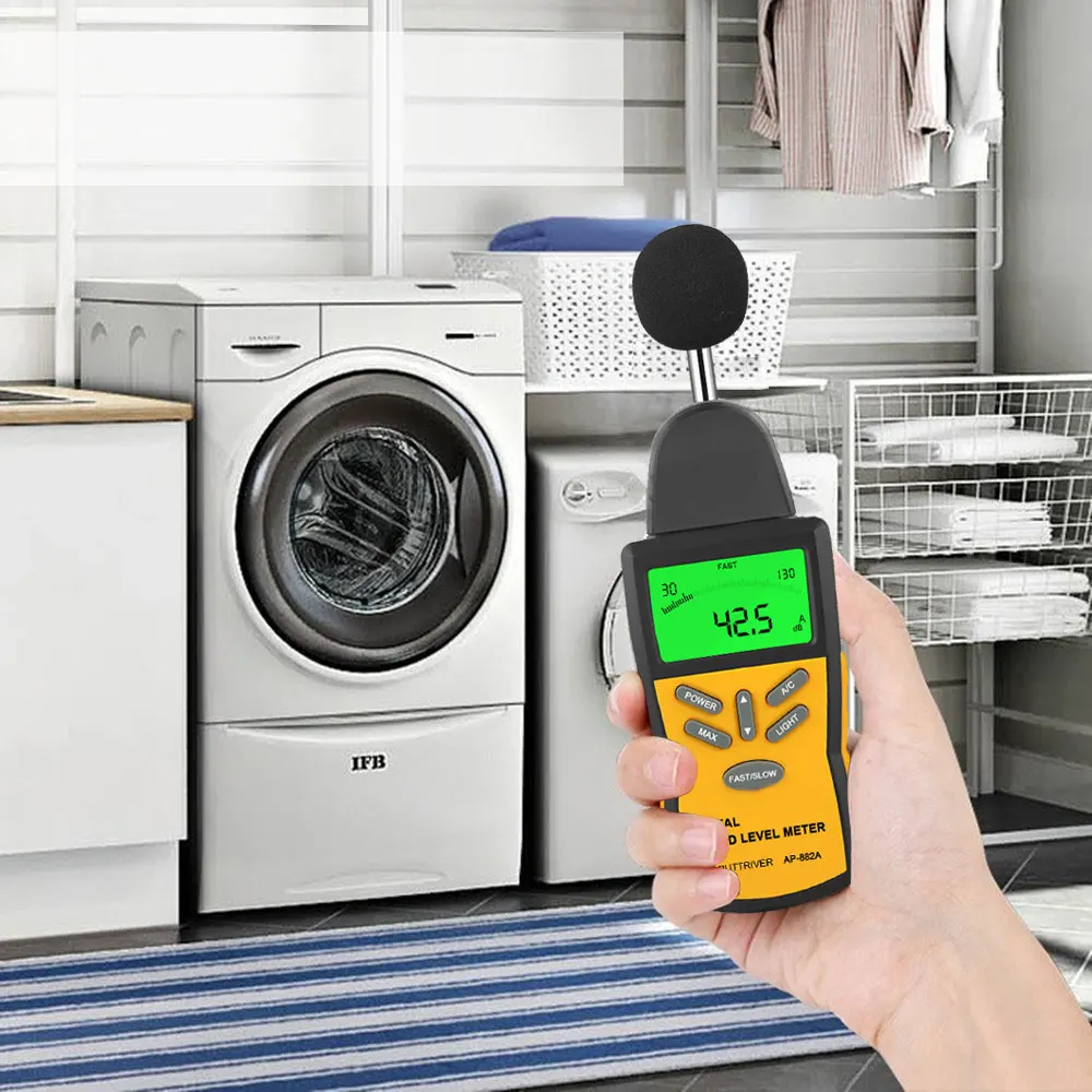 

Digital Sound Level Meter 30-130dB A/C Weighting Fast Slow Mode Noise Tester Industrial Home