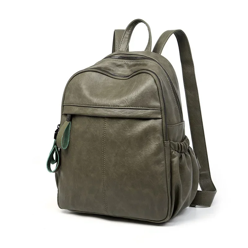 

SYZM Women Genuine Leather Backpack Fashion Backpacks Multi Pockets Schoolbag Casual Vintage Bags