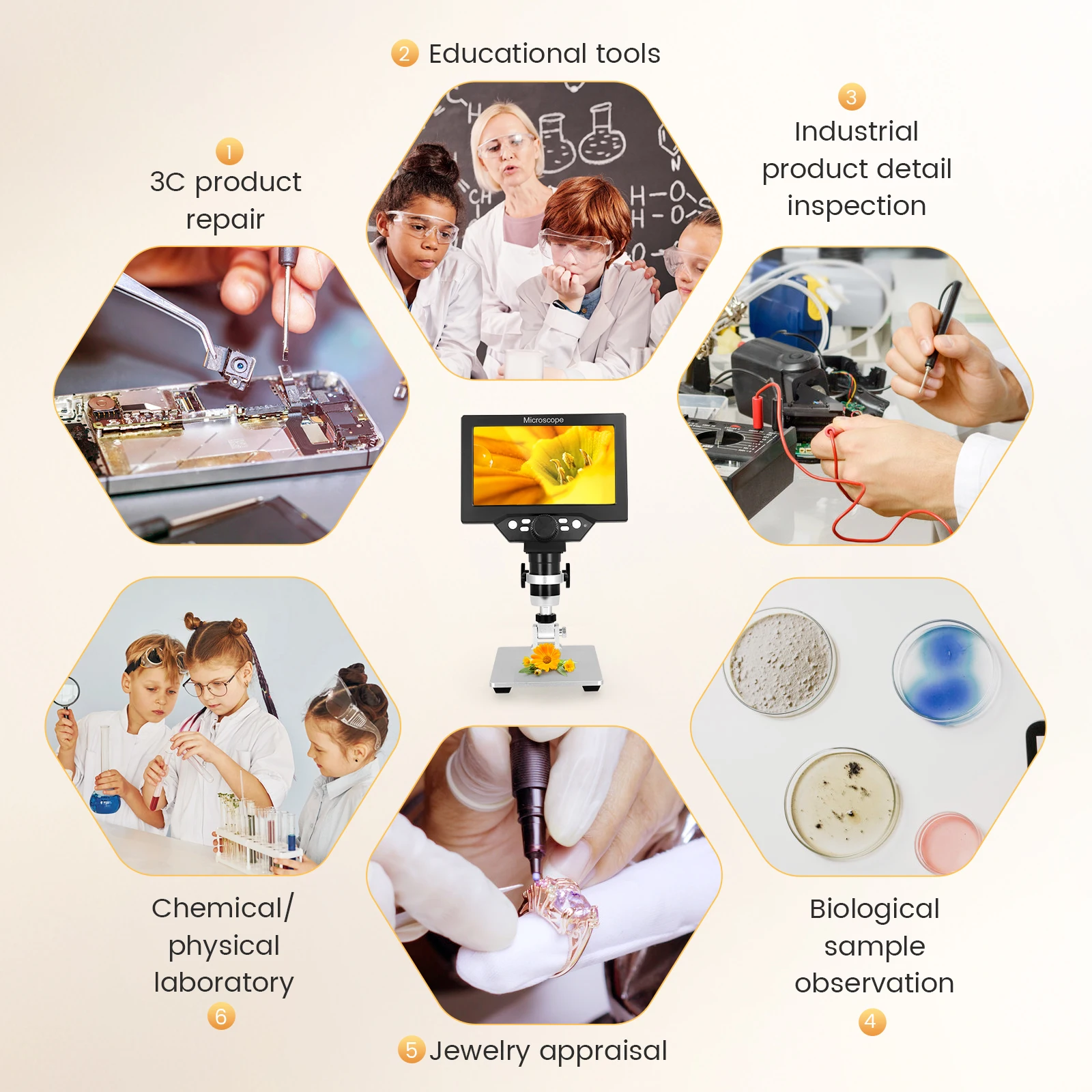 مجهر رقمي 7 بوصة 1200X USB مجهر مكبر للعملات المعدنية 1080p مجهر لحام الفيديو مع 10 مصابيح LED لنظام التشغيل Windows/Mac