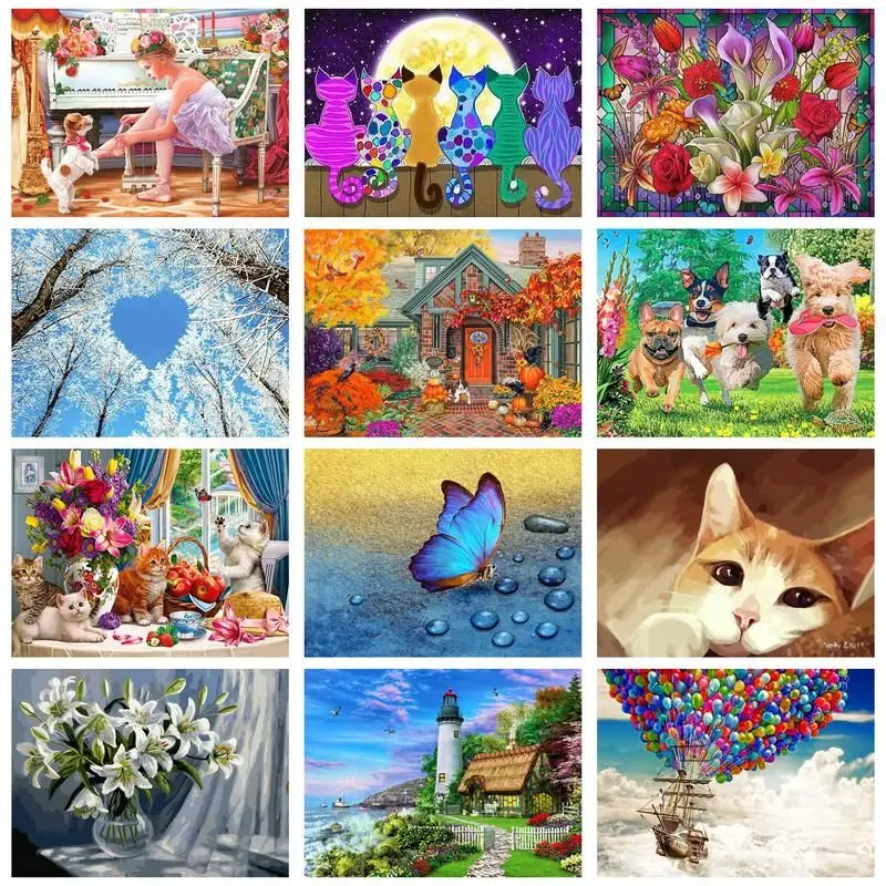 

CHENISTORY Paint By Number Cat Dog Animal Drawing On Canvas DIY Picture By Numbers For Adults Home Decor DIY Frame