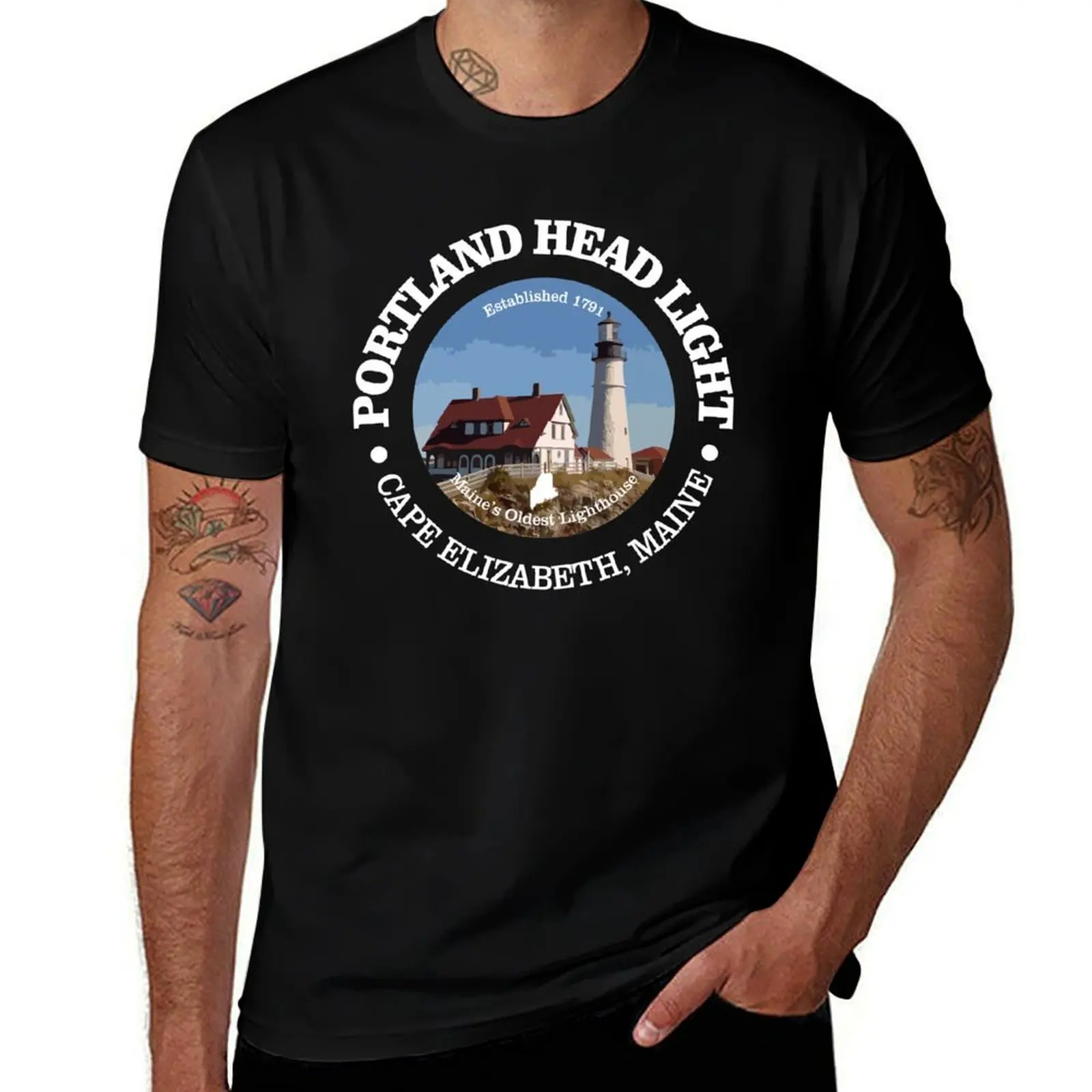 Portland Head Light T-Shirt Thanksgiving Casual Tee T-Shirt