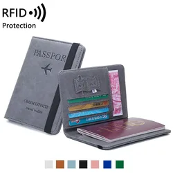 Women Men Travel Passport Holder Cover Case RFID PU Leather Credit ID Card Holder Case Ticket Protective Wallet