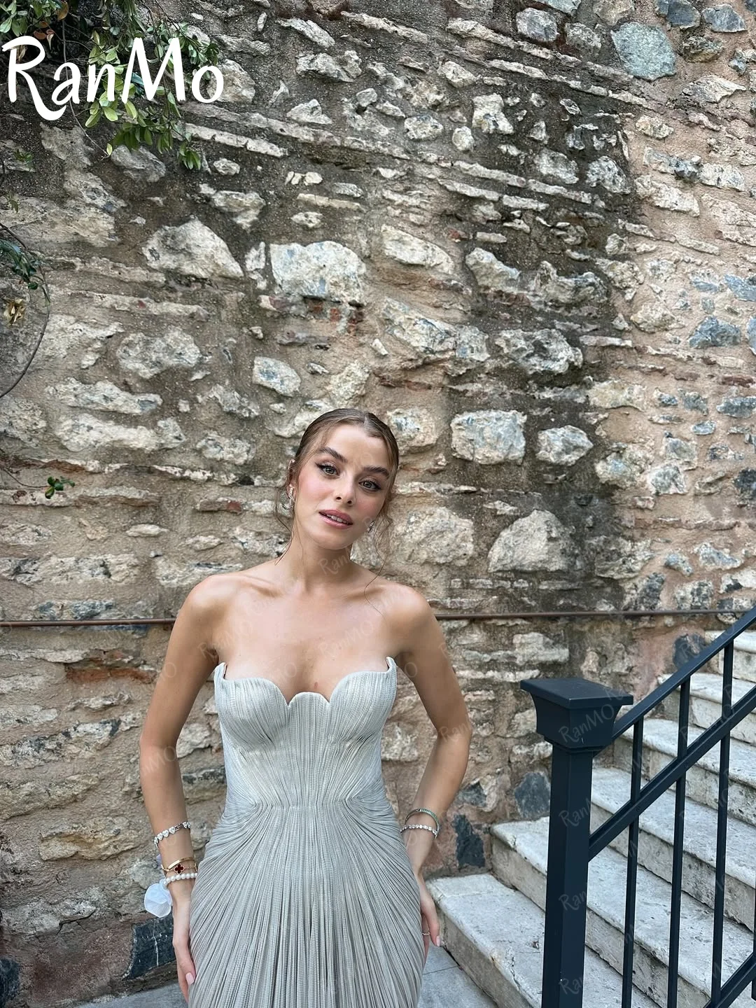 Ranmo 2025 New Customized Scalloped Prom Dresses Mermaid Sleeveless Pleated High fork Floor Length Party Dresses Evening Dresses