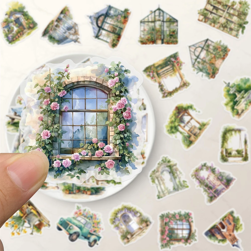 

10/30/50pcs Transparent Garden Cottage Aesthetic Cartoon Stickers Decals DIY Phone Motorcycle Bike Cute Graffiti Sticker Kid Toy