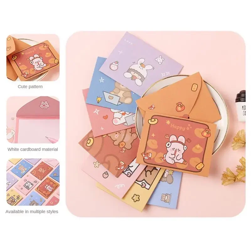 Cute Cartoon Postcard New Year Gift Decoration Letter Paper Greeting Card Birthday Card Blessing Thank Envelope
