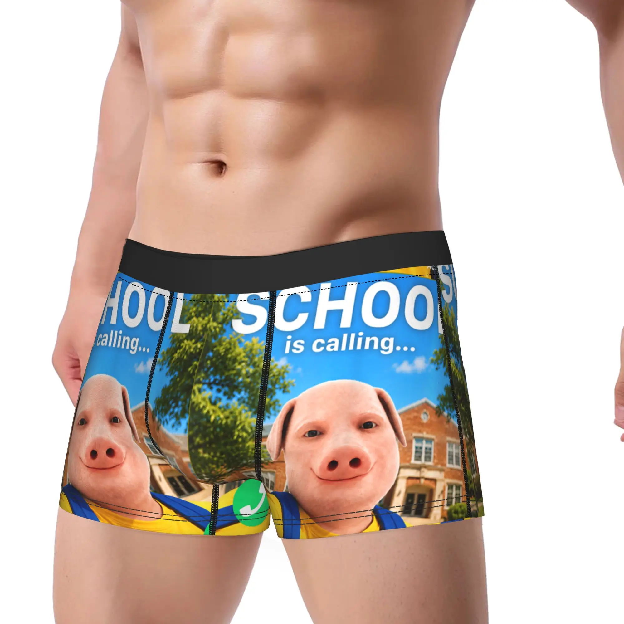 School Calling John Pork Back to School Brainrot Meme Underwear Man Panties Print Classic Trunk Quality Boxer Brief Plus Size