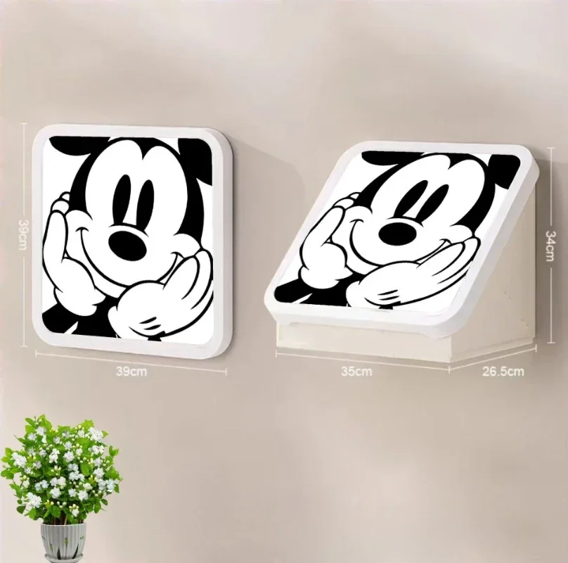 Disney Mickey Bathroom Mural Storage Box Kawaii Cartoon Mickey Punch-free Wall-mounted Folding Storage Cabinet Storage Rack