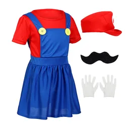 Cartoon Game Dress Fun Holiday Cosplay Jumpsuit Brother Mask Set Halloween Party Performance Costume