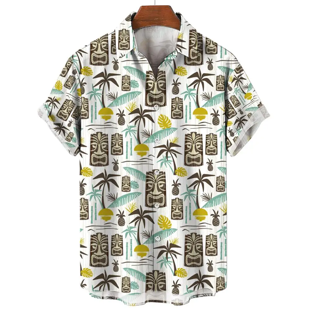 Hawaiian Shirt Men Summer Coconut Tree Men's Casual Shirt 3d Print Casual Short Sleeved Shirt For Men Clothing Breathable Shirt