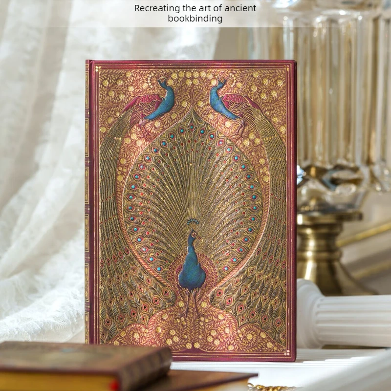 Vintage Hardcover Journal with Peacock Motif, Embossed Cover and Acid Free Paper for Smooth Writing, Student Graduation Gift