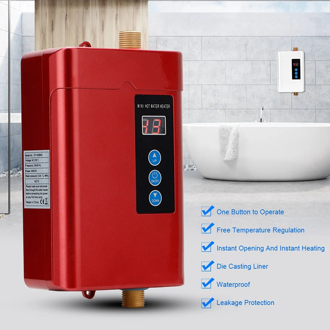 Aquecedor de água elétrico digital instantâneo tankless aquecedor de água para cozinha banheiro chuveiro aquecedor de água quente eua plug d