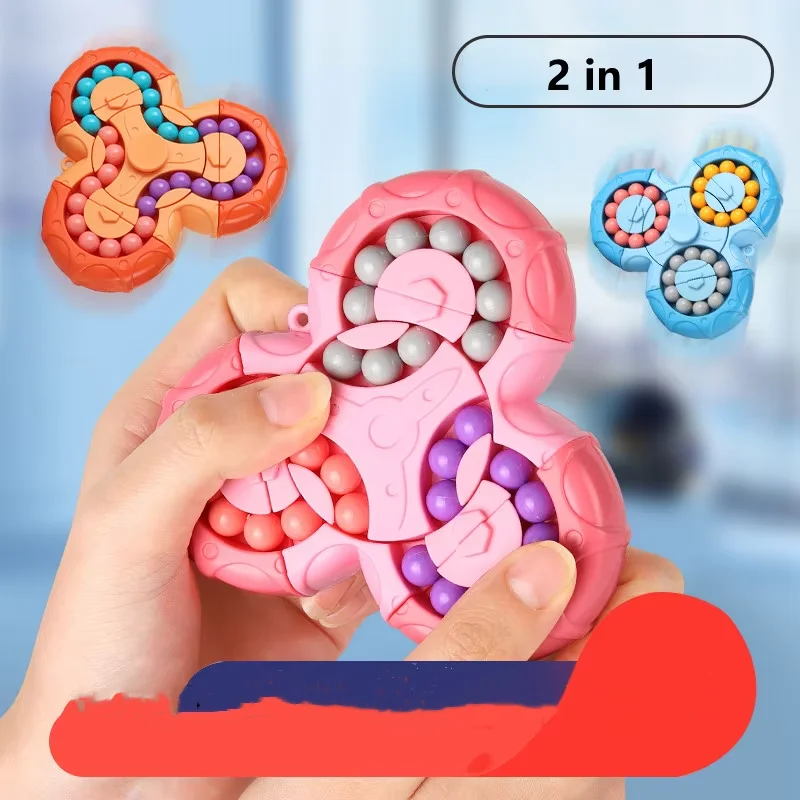 Gyroscope d'intelligence de haricot de doigt rotatif à Six côtés, Cube anti-stress du bout des doigts, disque magique éducatif d'apprentissage, cadeau pour enfants, nouvelle collection