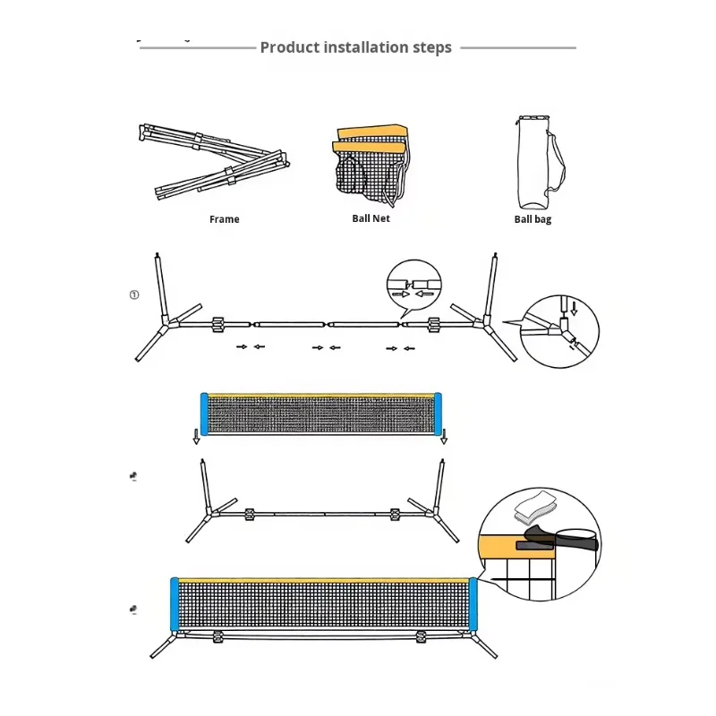 

Высококачественная портативная сетка для бадминтона стандартного размера, сетка для пиклбола для игр на открытом воздухе и пляжа