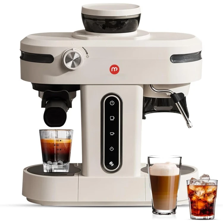 AC510 15Bar Semi Automatic Espresso Machine With Grinder & Steam Wand,3-in-1 Compact Espresso Coffee Maker