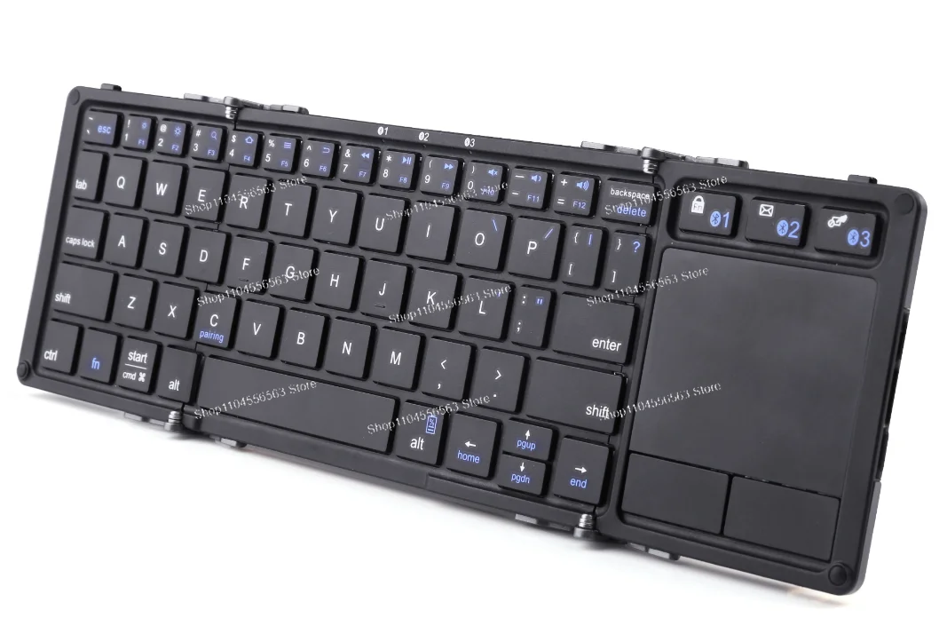 タッチパッド付きポータブル三つ折りBTキーボード