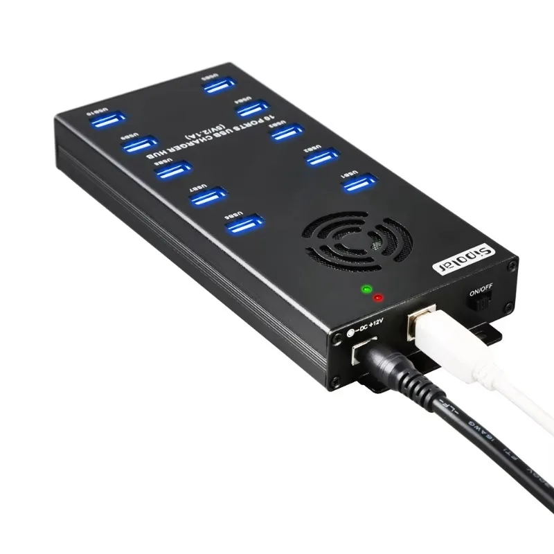 

Metal Rugged Casing USB Charger Powered 120Watt Power Supply 10-Port USB Hub