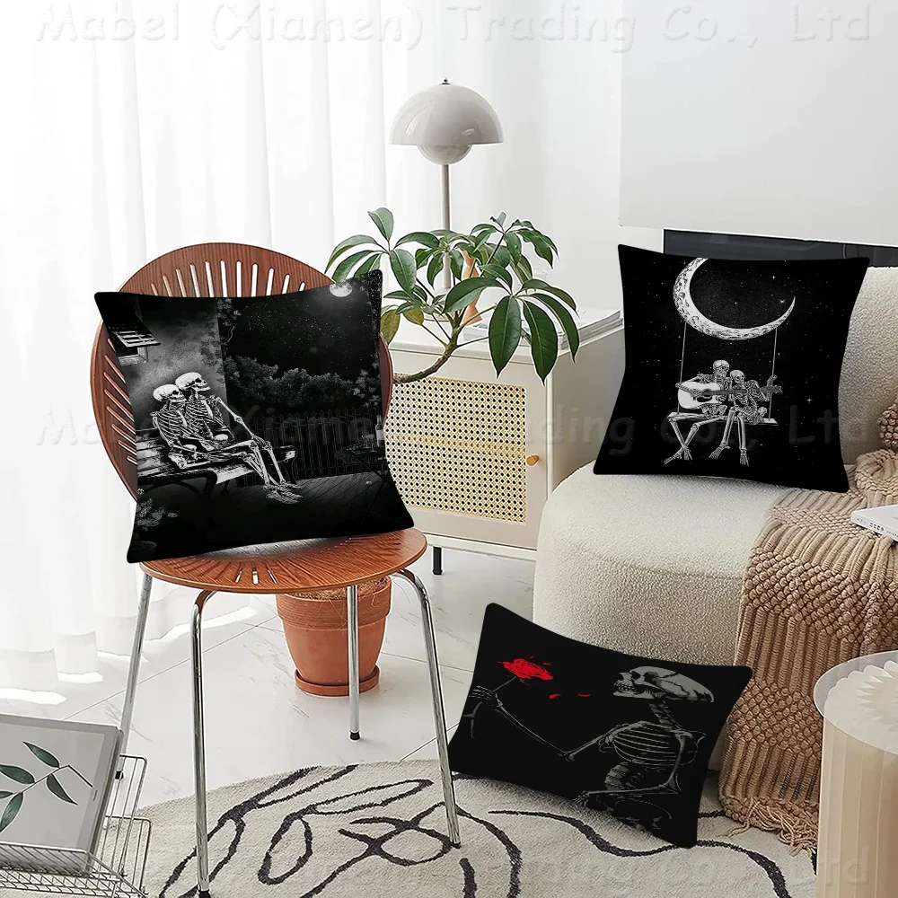 

Simple Skull Love Married In Love Pillowcase Toon Gift Cushion Cover Bedroom Home Sofa Chair Seat Decor Pillow Case