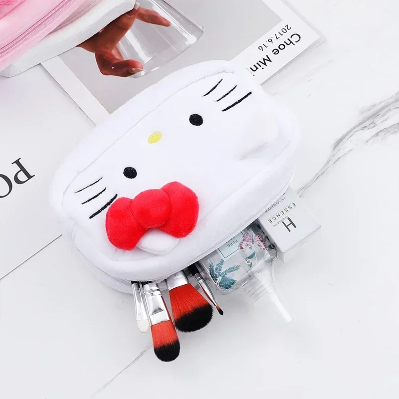 Hello Kitty Cat Plush Pencil Bag Makeup Cosmetic Bag Purse Wallet Bags Stationery Storage School Supplies Girls Birthday Gift