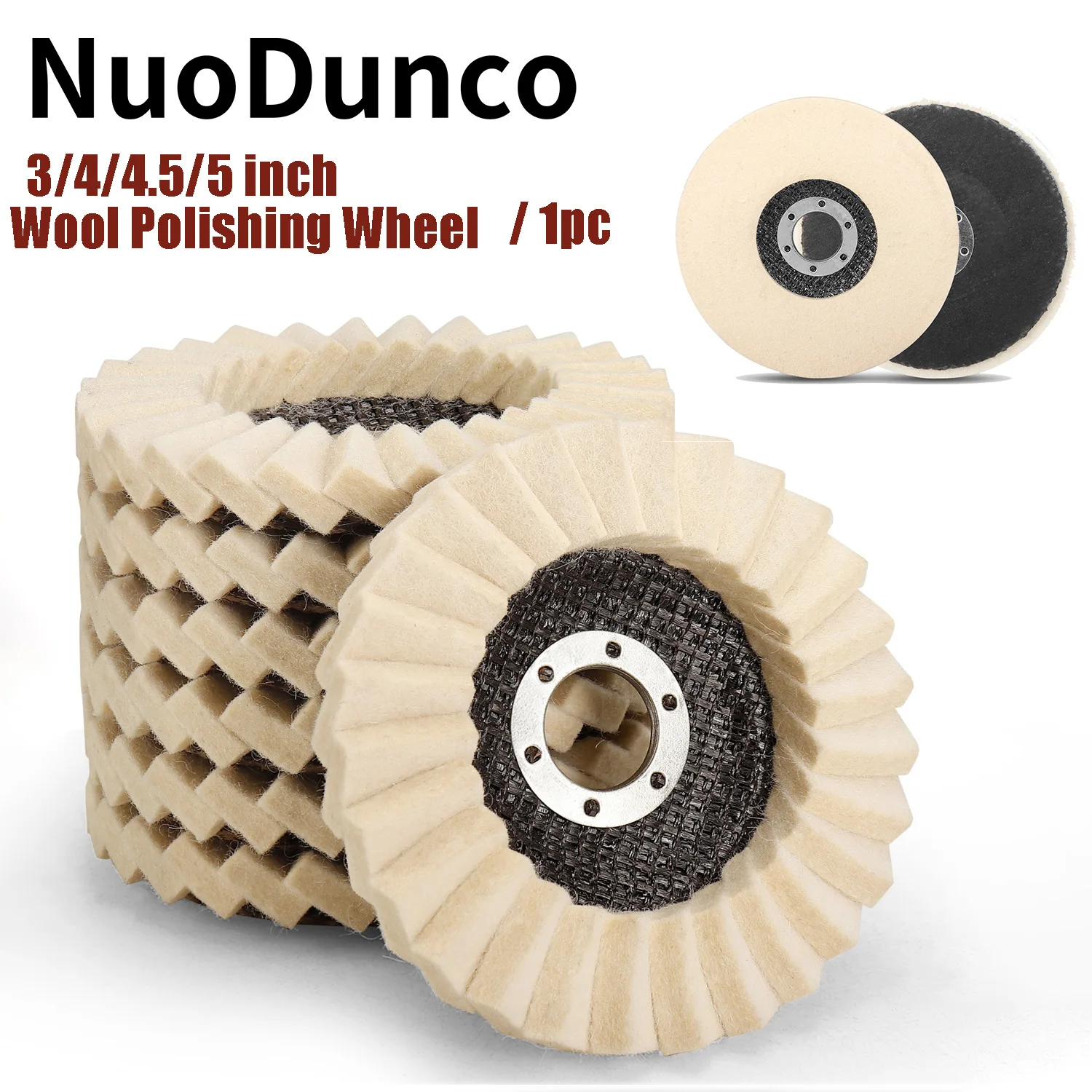 NunDunco 3/4/4.5/5Inch Wool Polishing Wheel Wool Felt Pad Grinder Accessories Grinding Disc for Metal Glass Ceramic Polishing1pc