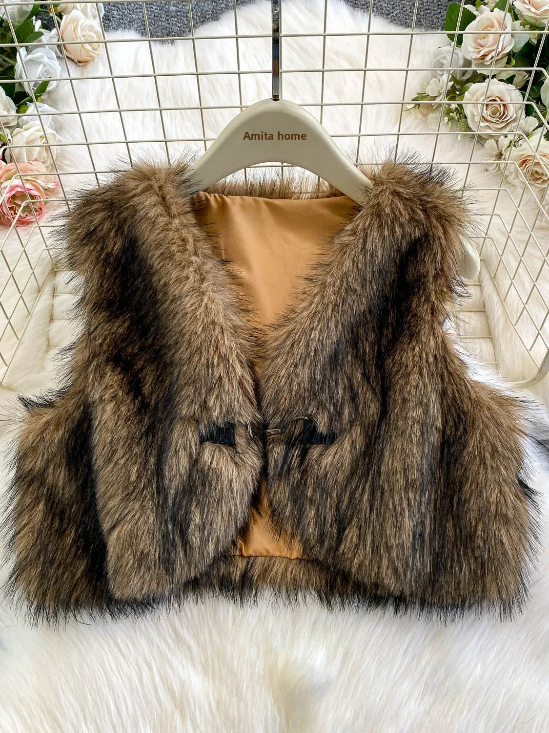 Ele – gilet en fourrure ornée lourde pour femme, Design d'hiver, boutonné, amincissant, vêtements d'extérieur, Jaet Thiened v-ne chaleur