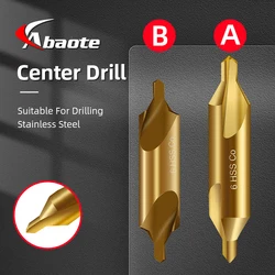 ABAOTE Center Drill Ti-Coated 60 Degree Center Drill Bit Metal Centering Dril Bit Metalworking Hole Drill Hole Cutter 1/3PCS