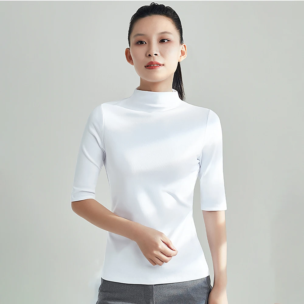 Women Sweetshirts Short Sleeve T-shirts for Women Turtleneck Woman Clothes Solid Color T shirt Female Cotton Tee Woman clothes