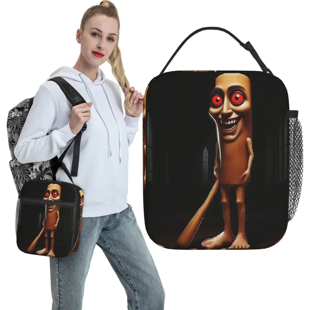 Tung Tung Tung Sahur Crimson Gaze Lunch Bag Portable Insulated Lunch Box Adult Office Cooler Bag Waterproof Thermal Lunch Bags