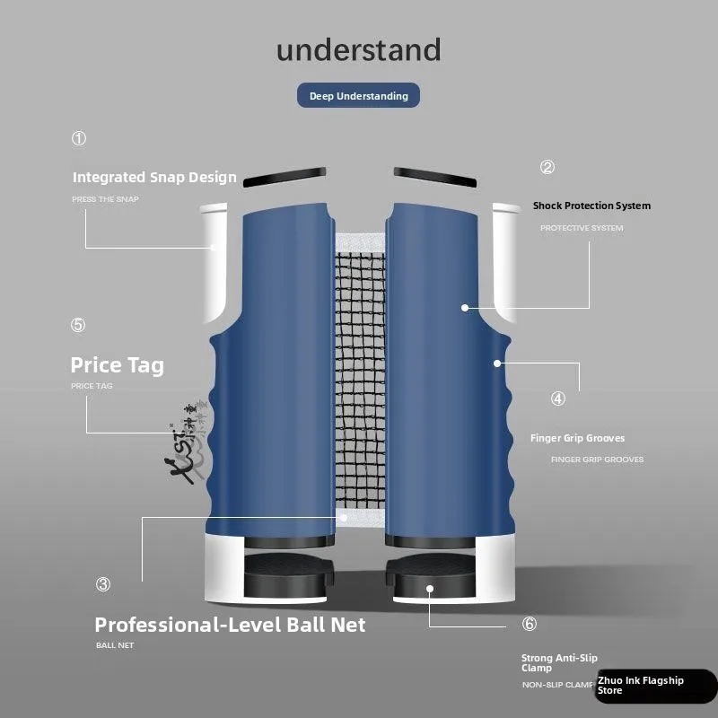 

Portable Table Tennis Net Frame Retractable with Net Cloth Indoor Outdoor Universal Table Middle Net Frame Ball Bloing Net