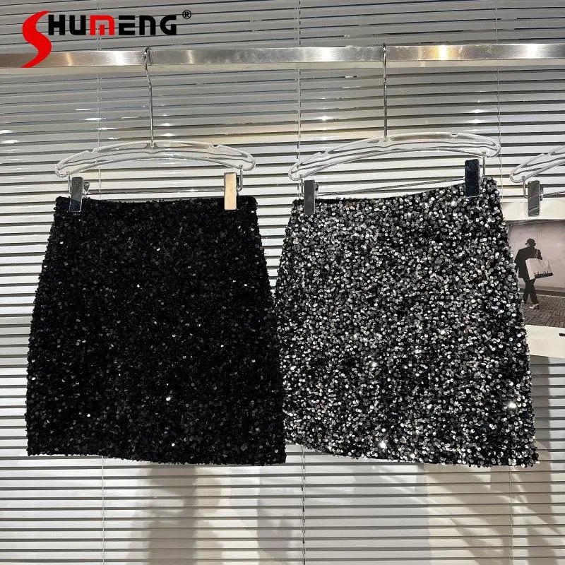 

Autumn and Winter New Hot Girl Mini Skirt Women's All-matching Socialite Nightclub Sequins Shiny Short Hip Skirt Faldas Mujer