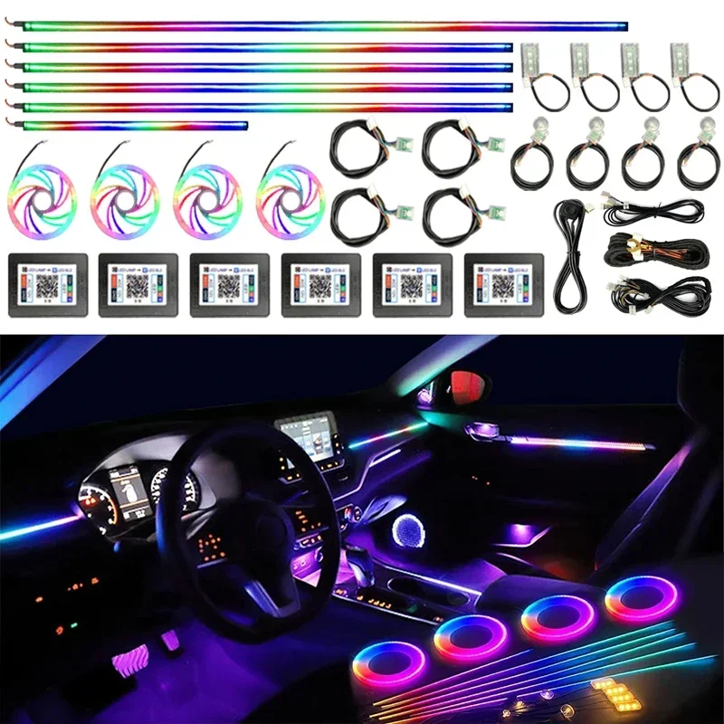 18 in 1 22 in 1 Best Car LED Ambient Light Symphony Rainbow Interior RGB Neon Acrylic Strip Atmosphere Lighting With App Control