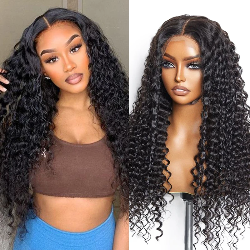 

13x6 Deep Wave Lace Frontal Wigs Natural Color Best Selected Unprocessed Natural Hair 30 Inch Wig 200%