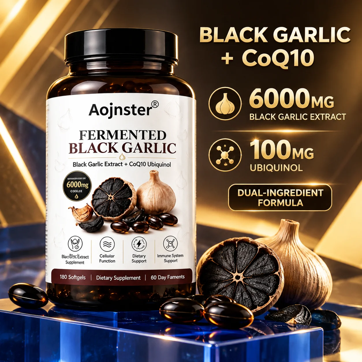 アオジンスター ブラックガーリックエキス＆コエンザイムQ10 - Coq10 Ubiquinol Softgel のレビューと価格