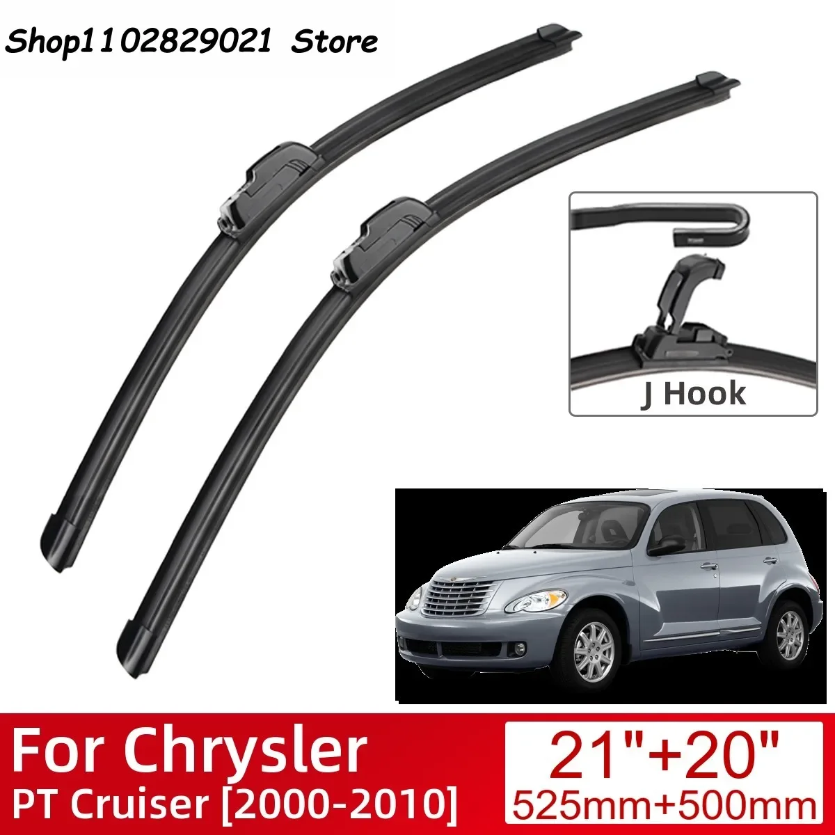 

For Chrysler PT Cruiser 2000-2010 Car Accessories Front Windscreen Wiper Blade Brushes Wipers U Type J Hooks 2010 2009 2008 2007