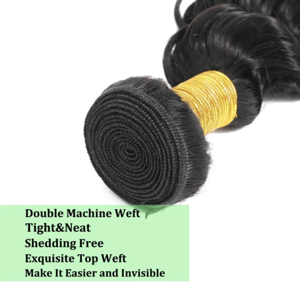 Mèches Deep Wave Brésiliennes 100% Naturelles Noires, Extensions de Cheveux Humains Non Traités, 26 28 30 Pouces, # 1B, pour Femme