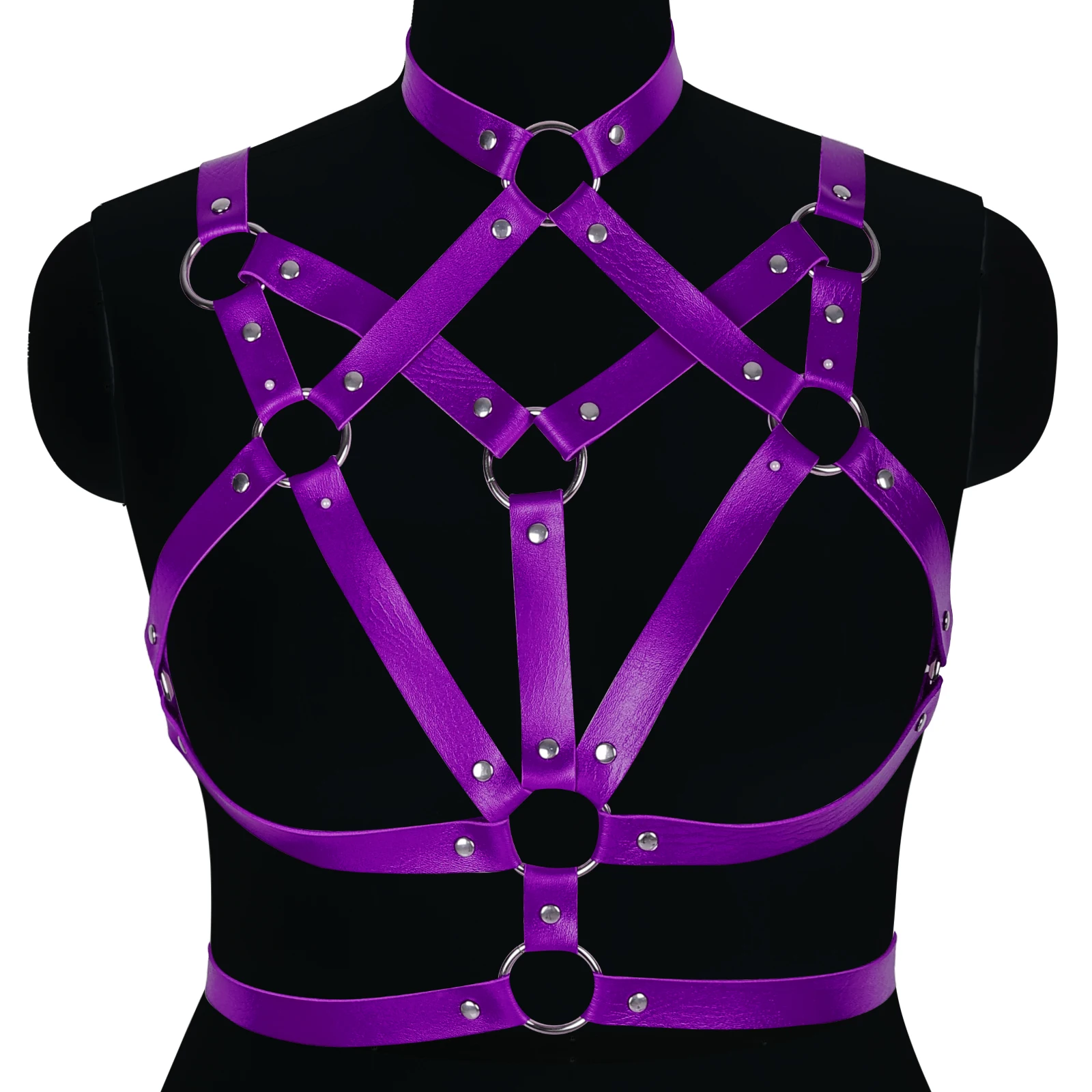 

Women Bondage Chain Harness Punk Goth Leather Clothes Harness Sexy Lingerie Erotic Suspender Bra Belts Thigh Garters Belt