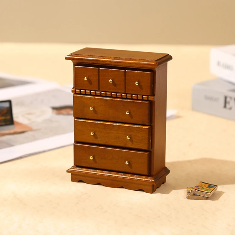 1:12 Dollhouse Miniature Mini Simulated Wooden Cabinet Lockers TV Cabinet With Drawer Living Room Bookcase Furniture Model Toy