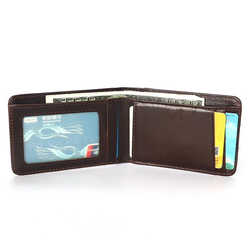 Rfid Card Protection Mens Wallet Leather Genuine Retro Bifold Dollar Clips Designer Wallets Famous Brand Male Wallet Money Bags