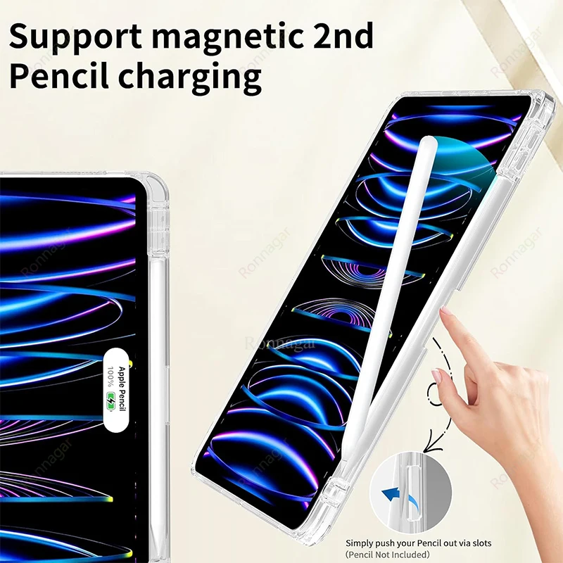 With Pencil Holder Case for iPad A16 A19 12th 11th 2026 Air11 13 Air8 M4 M3 M2 Pro11 12.9 13 M4 M5 Air4 5 10 9 8 7 9.7 10.2 10.5