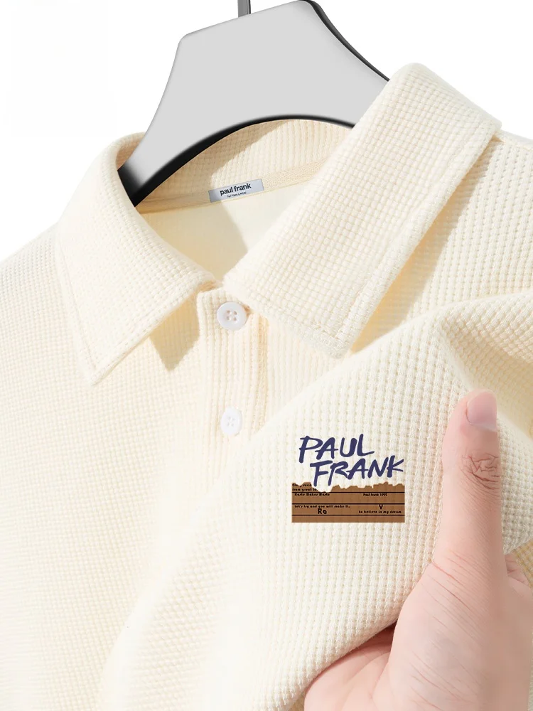 

Летняя новая модная футболка с вафельным воротником, дышащая, легкая, из полиэфирного волокна