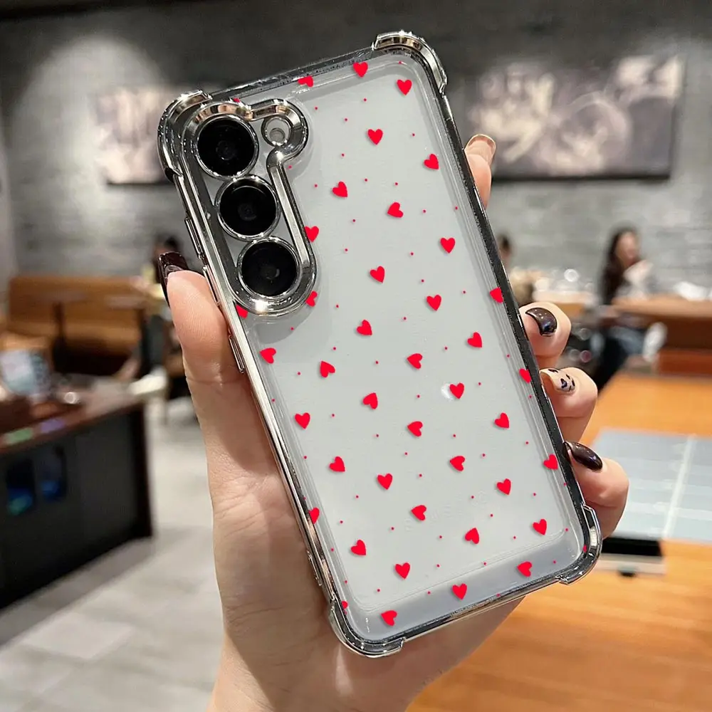 Colorful Heart Pattern Clear Phone Case For Samsung A73 A57 A56 A54 A53 A52 A51 A36 A33 A32 A26 A23 A22 A16 A13 A06 A05 Funda