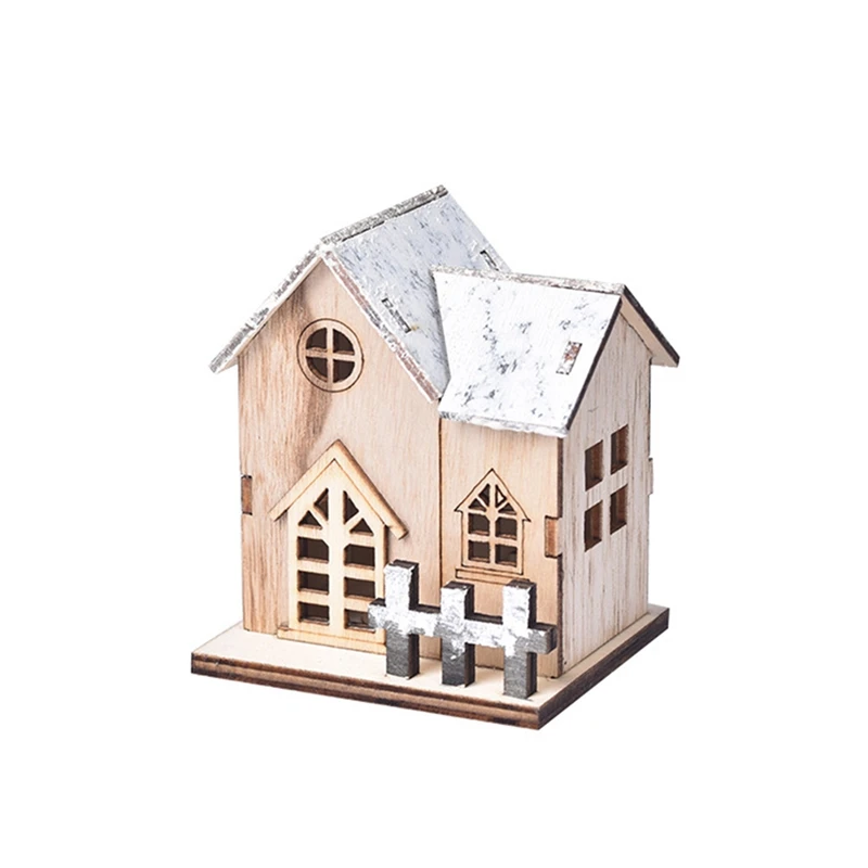 Decoración de Casa de pueblo de Navidad, decoración rústica de madera con luz, linterna de Navidad, colección de pueblo, adornos navideños duraderos