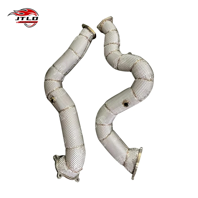 Professional Stainless Steel Exhaust Downpipe Heat Wrap 76mm High Flow Performance Pipe For Audi S6 S7 RS7 C7 4.0T 2013-2018