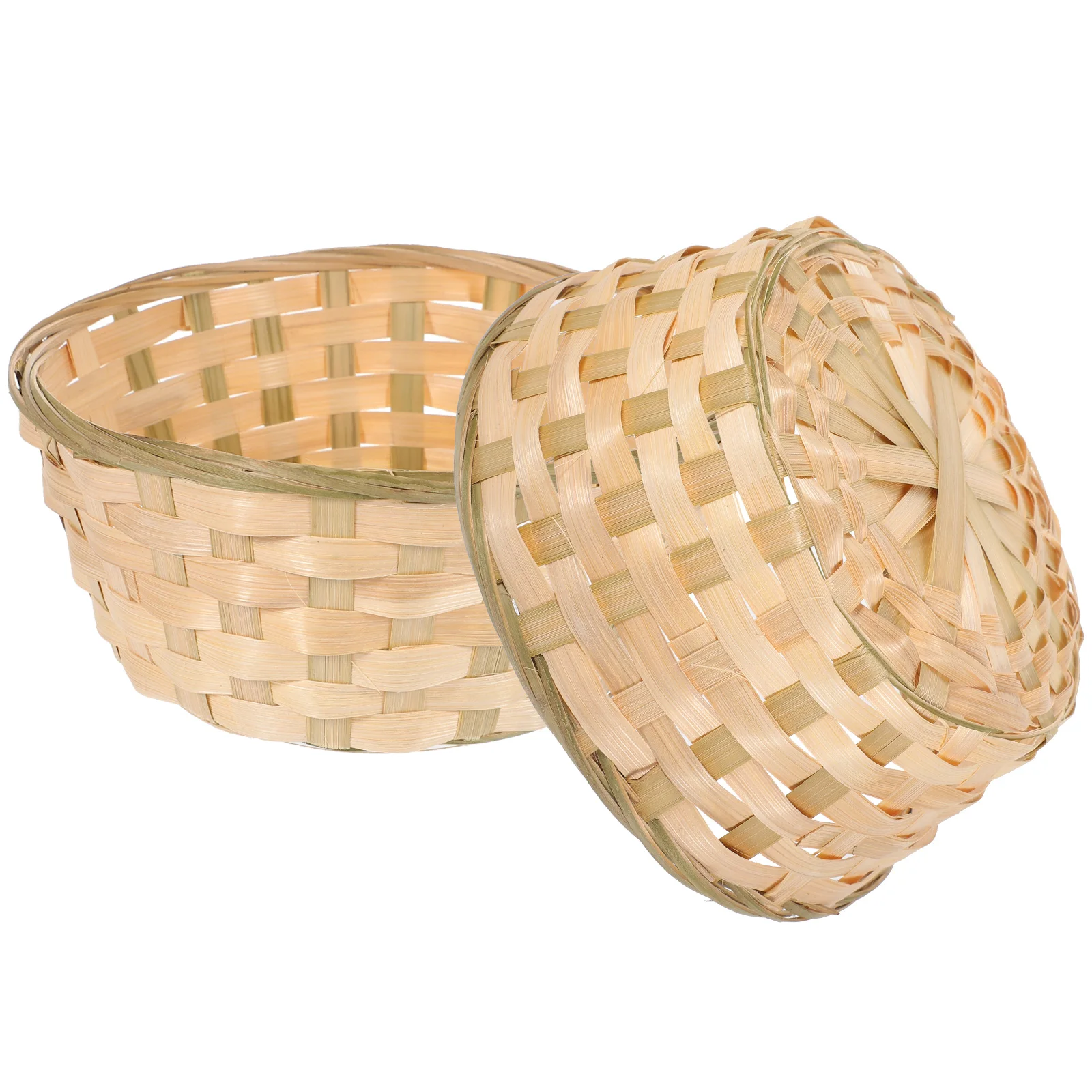 

2pcs Bamboo Basket Round H woven Storage Baskets Small Size Lightweight Easter Woven Baskets Egg Holder Without H