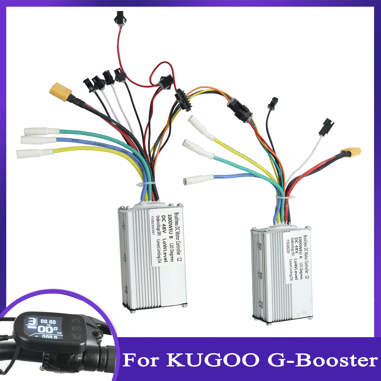 48V 25A 1000W Dual Controller for KUGOO G-Booster Electric Scooter LCD Dispaly Meter Dashboard Front Rear Motor Drive Parts